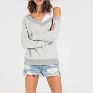 n:PHILANTHROPY Valero Sweatshirt Women's XS Gray Layered Soft Distressed NWT